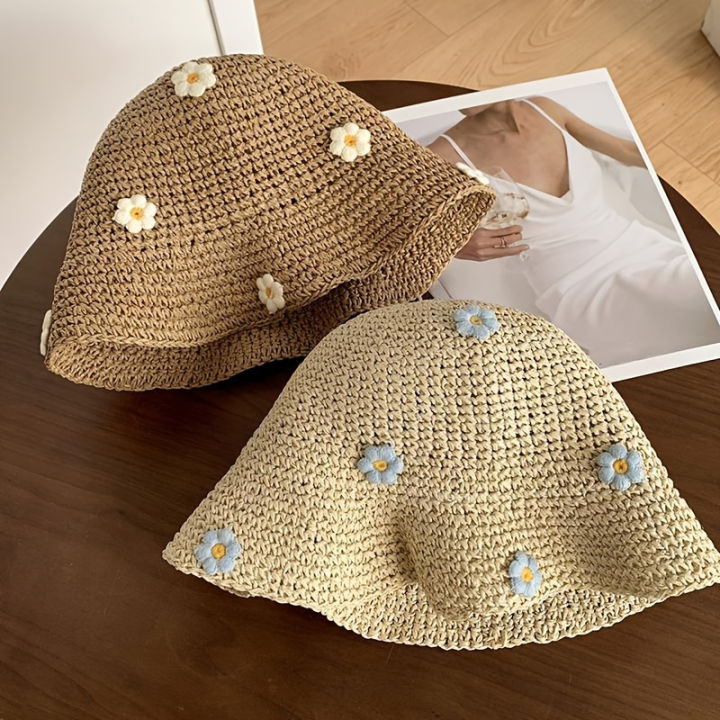 Cute%20Rustic%20Straw%20Sun%20Hat%20With%20Blue%20Floral%20Accents,%20Wide%20Brim%20Beach%20Hat%20For%20Women,%20Summer%20UV%20Protection,%20Fashionable%20Floppy%20Hat%20For%20Seaside%20&%20Outdoor%20Activities%20-%20Image%208