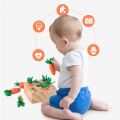 Wooden Toys Carrot Shape Matching Size Cognition Montessori Educational Toy Baby Montessori Toy Set Pulling  Wooden Toys baby. 