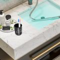 Home Bathroom Toothbrush Toothpaste Holder Round Washing Tooth Cup Pp Drinking Glass Tooth Mug Traveling Camping Black.