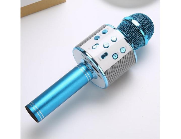 Wireless%20Bluetooth%20Microphone%20Speaker%20Karaoke%20WS-858%20Colour-%20Blue/Gold/black%20-%20Image%204