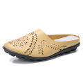 Cross-border plus-size summer cowhide bag head wisp empty semi-slippers women's fashion wear outside Internet celebrity flat bottom no heel women's sandals. 