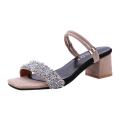 Korean Sandals for Women Summer Women's High-Heel Sandals Rhinestone Sequins Slippers Casual Beach Shoes Wedge Sandals female shoes women shoes.