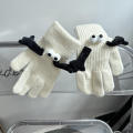 Full Finger Winter Gloves Black And White Mittens Creative Couple Gloves Funny Big Eye Mittens Couple Mittens Hand-holding Gloves.