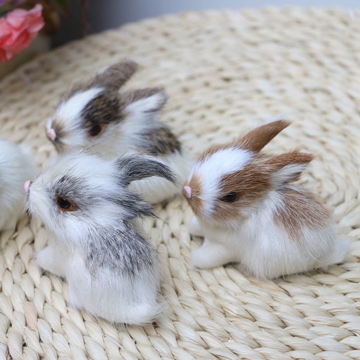 5CM Mini Realistic Cute White Plush Rabbits Fur Lifelike Animal Easter Bunny Simulation Model Birthday Gift Rabbit Toy