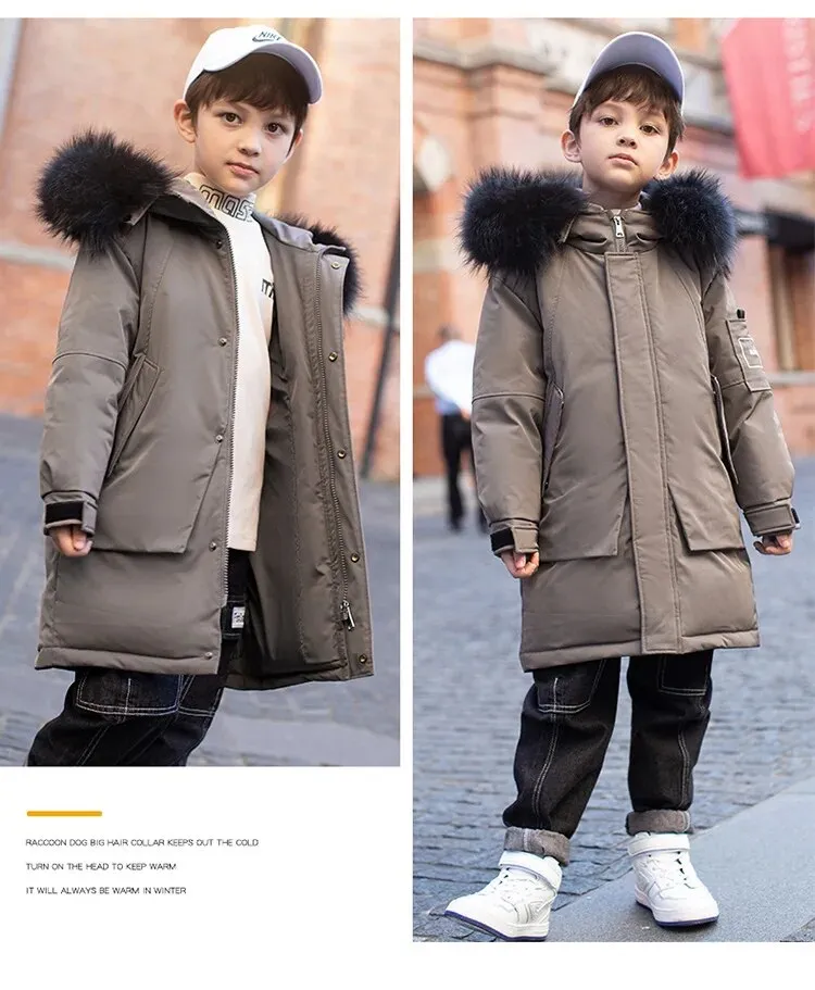 30 Degree Russian Winter Down Jacket For Boy Waterproof Thicken