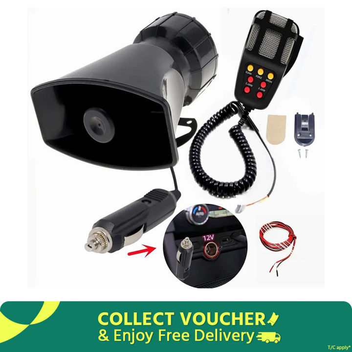 Car Horn Car Siren Horn Car Siren Speaker Vehicle Horn with Mic PA System Emergency Sound Amplifier Car Siren Loud Electric Horn Sound for any 12V Police Car Truck Lorry Boat SUV ectq