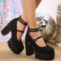 Women's Classic High Heels New Thick Heel Thick Sole High Heels Women's Sandals Fashion Buckle Ankle Strap Women's Casual Shoes.