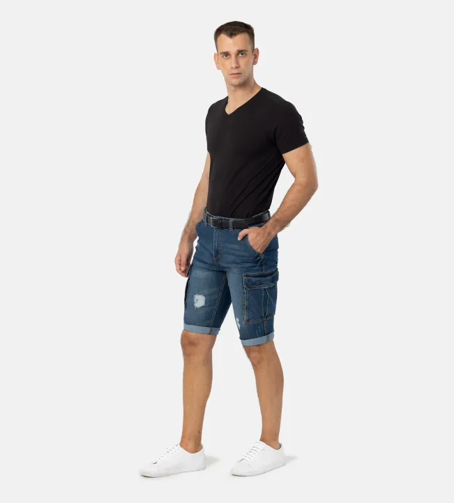 Pantoneclo%20Premium%20Quality%20Indigo%20Color%20Ripped%20Design%20Men's%20Denim%20Shorts%20/%20Pant%20-%203%20Quarter%20Pant%20-%20Image%206