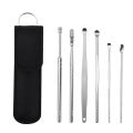 6PCS Ear Pick Set Portable Ear Cleaner Set Stainless Steel With Lather Case. 