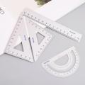 4Pcs Drawing School Supplies Set Square Triangle Ruler Aluminum Alloy Protractor. 