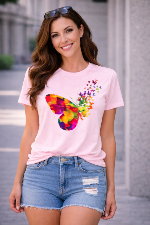 Pink &White Tops Ladies Short Sleeve Casual Girl's New T-Shirt