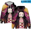 Black Hooded 3D Comic Kimetsu no Yaiba Hoodies Sweatshirts Men Women Hoodie 3D Demon Slayer Boys Girls Suitable Pullovers.