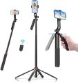 ULANZI MA09 Extendable Phone Tripod, 71" Selfie Stick Phone Vlog Tripod Stand Quadrapod with All in 1 Phone Clip, Travel Tripod Phone Holder with Rechargeable Remote. 