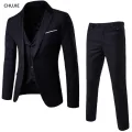 Men Blazers 3 Pieces Sets Wedding Elegant Formal 2 Suits Business Luxury Full Vest Pants Coats Classic Jackets. 