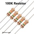 50Pcs- 5% 100K Ohm Resistor 5% 100K Resistor Carbon Film 100K Resistors 1/4W Resistance 0.25 Watt 5% Tolerance Fixed Resistors 2 Pin Leads. 
