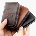 Dropshipping High Quality PU leather Business Card Holder Men Classic Retro Multi-function Multi-card Slot Zipper Id Card Holder.