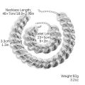 1 Necklace + 1 Bracelet Hip Hop Style Jewelry Set Chunky Cuban Chain Design Suitable For Men And Women Match Daily Outfits.