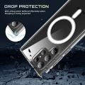 Samsung Galaxy S24 Ultra MagSafe Compatible Shockproof Transparent Slim Fit Wireless Charging supported Frosted Border Phone Back Case Mobile Cover-E_Store.