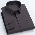 High Quality Cotton Men Dress Shirts Long Sleeve Middle-aged Luxury Plain Color Business Casual Social Male Shirt Regular Fit. 