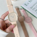 Japanese Minimalist Style Niche Design Creative Fashionable Macaron Color Square Watch Multicolored PU Watchband Quartz Watch Women Casual Watch 1Pcs.
