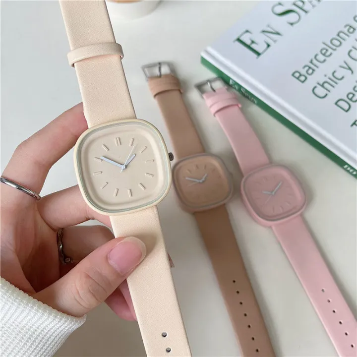 Japanese%20Minimalist%20Style%20Niche%20Design%20Creative%20Fashionable%20Macaron%20Color%20Square%20Watch%20Multicolored%20PU%20Watchband%20Quartz%20Watch%20Women%20Casual%20Watch%201Pcs%20-%20Image%206
