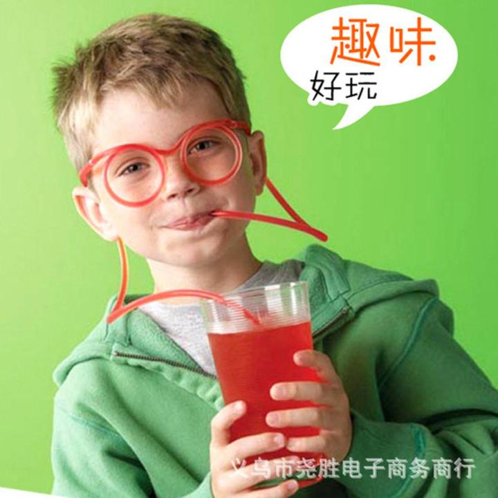 1Pc Fun Soft Plastic Straw Funny Glasses Flexible Drinking Toys - Baby Toys