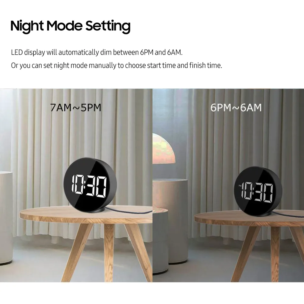 KOGEEK LED Digital Alarm Clock with Large Display Time Temperature ...