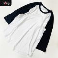 Women's Three-Quarter Raglan Sleeve Casual T-Shirt by Larong.