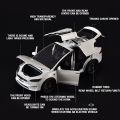 Scale 1/24 Tesla Model X with Charging Pile Metal Cars Toys Diecast Alloy Car Model Gift for Boys Children Kids Toy Vehicles. 