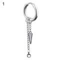 1Pc Men Long Chain Ear Piercing Loop Clip Hoop Earring Jewelry.