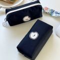 【Best value】 Canvas Pencil Case Portable Cartoon Black Pen Bag Puppy Design Rectangular Canvas Pouch for School Supplies Teen Girl Teen Boy. 