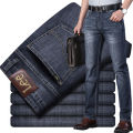 Lee dex Jeans Men's Straight Loose Elastic Business Casual Autumn and Winter Thick High-End Goods Long Jeans.