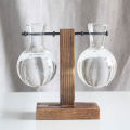 Plant Glass Vase Hydroponic Flower Pot Wooden Frame Stand Terrarium Home Decor.