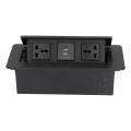 Table Pop Up Socket Dual USB Power Outlet Strip Hub Connection Box 250V J29 for Home Office.
