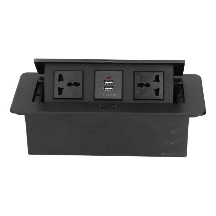 Table Pop Up Socket Dual USB Power Outlet Strip Hub Connection Box 250V J29 for Home Office