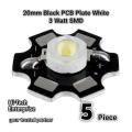 5Pcs 20mm Black PCB Plate Ultra Bright White 3 Watt 3.7V LED SMD Chip. WHITE Color 3W SMD Chip. 3V to 3.7V Metal Plate Heat Sink Aluminum Base 20mm PCB DIY LED Light Bulbs. 5mm on 20mm Heatsink Board SMD. Torch Light LED SMD. 3W High Power White SMD.. 