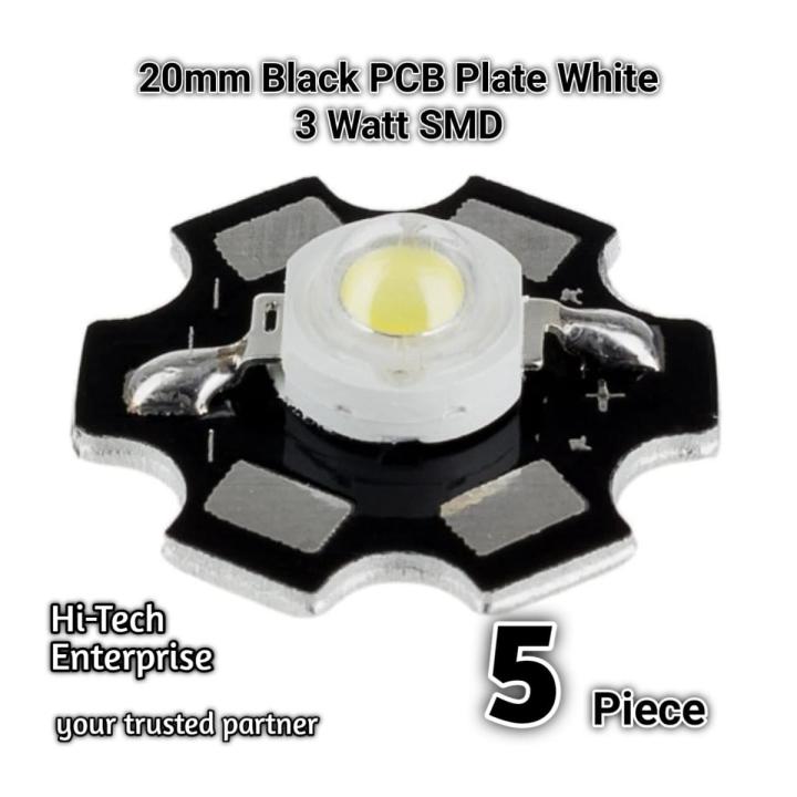 5Pcs 20mm Black PCB Plate Ultra Bright White 3 Watt 3.7V LED SMD Chip. WHITE Color 3W SMD Chip. 3V to 3.7V Metal Plate Heat Sink Aluminum Base 20mm PCB DIY LED Light Bulbs. 5mm on 20mm Heatsink Board SMD. Torch Light LED SMD. 3W High Power White SMD.