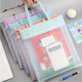 A4 size Document bag Reusable Mesh material Zipper closure File folders Transparent Storage bag for Student use Office storage. 