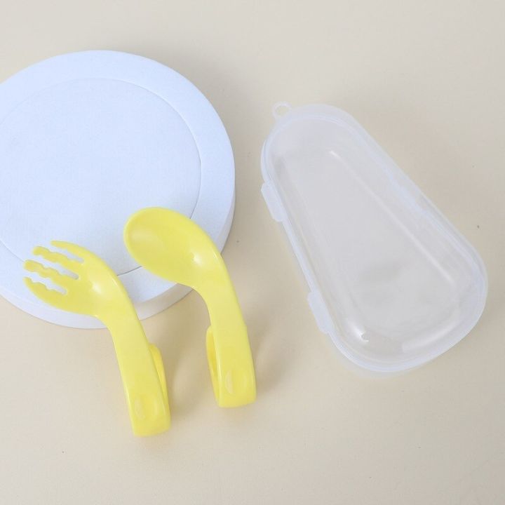 Safety Curly Handle Baby Spoon Fork for Baby Toddler Feeding Training Utensils Infant Children Spoon Tableware Food Grade PP
