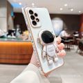 Side Electroplating Love for Samsung A34 Phone case S23 Fine Hole All-Inclusive A53 Astronaut Bracket Protective Cover. 