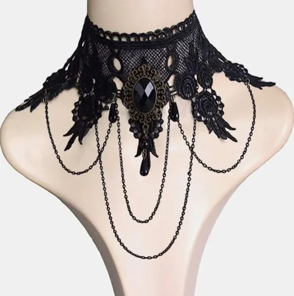Gothic%20Lace%20Choker%20Clavicle%20Chain%20Women's%20Choker%20Simple%20Necklace%20Black%20Punk%20Accessories%20Choker%20Neck%20Strap%20-%20Image%204