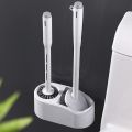 Round and Flat Toilet Cleaning Brush with Stand.