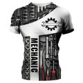 Mechanic shirt men's T-shirt mechanical tools print short sleeve summer Jersey casual tops oversized trendy breathable clothing. 
