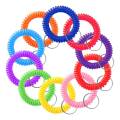 100 Pcs Colorful Spring Wrist Coil Keychain Stretchable Wrist Keychain Bracelet Wrist Coil Wrist Band Key Ring Chain.