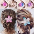 Fashion Gradient Color Egg Flower Hair Clip Hair Accessories Transparent Flower Shape Claw Clip Simple Style Headwear Shark Clip. 