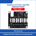 For 5 4-CH Board PCIe FFC Expansion Card PCIe to PCIe HAT Interface Supports Stacking Multiple PCIe HAT Modules. 