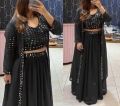 Georgette Stone Work Readymade Party Koti Lehenga for Women.