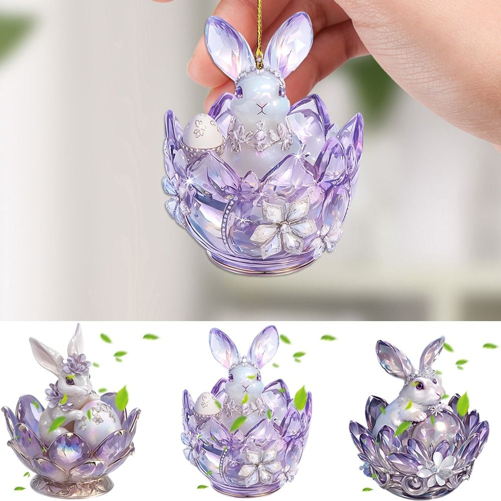 Hanging Decorations Double-Printed Hanging Rabbit Pendant Rabbit Themed With Lanyard Easter Bunny Ornaments 2D Flat Easy To Install Rabbit Acrylic Keychain Festival