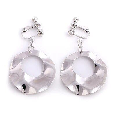 【beauty code store】Geometric Round Clip No Ear Hole Metal Water Ripple Rounds Earrings Piercing Women Jewelry CE117