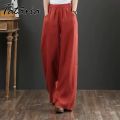 Women Cotton Linen Pants Casual Plus Size High Waisted Pants Orange Wide Leg Loose Trousers Female Gray Elegant Streetwear. 